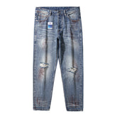 Lässige, lockere Jeans mit geradem Bein für Herren in Übergröße, Hip-Hop-Jeans, zerrissene Jeans
